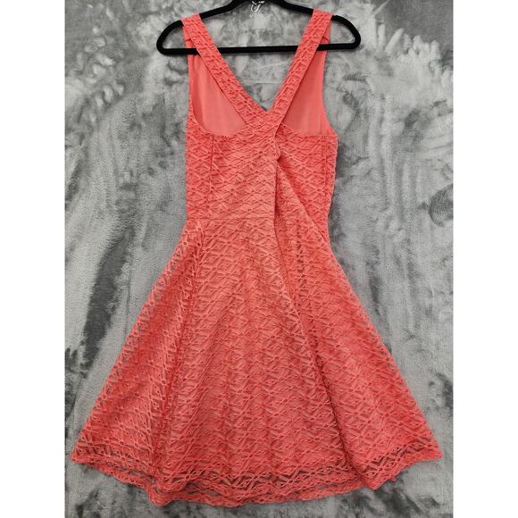 Maurices Open Back Crossover Straps Fit & Flare Tank Dress Size S Orange Coral - Picture 2 of 9
